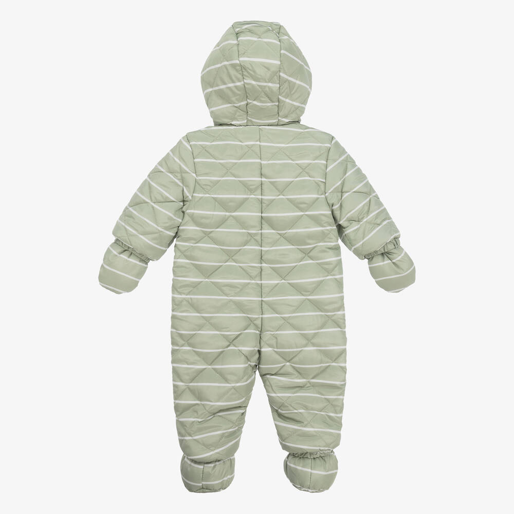 Mayoral - Green Stripe Padded Baby Snowsuit | Childrensalon