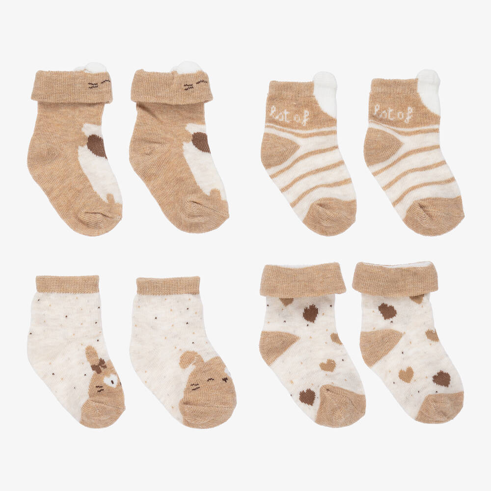 Mayoral Newborn - Pack de 4 pares de calcetines marfil y beige | Childrensalon