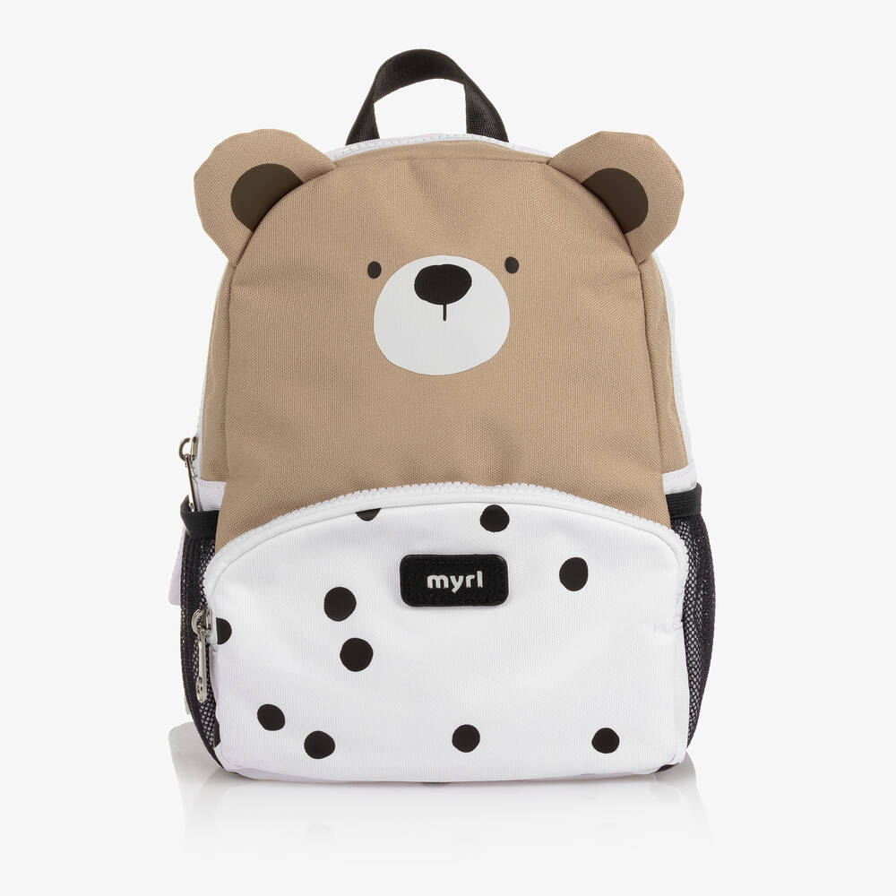 Mayoral - Ivory & Beige Teddy Bear Backpack (26cm) | Childrensalon
