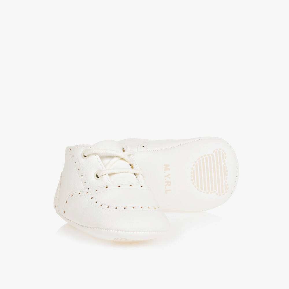 Mayoral Newborn - Ivory Brogue Pre-Walker Shoes | Childrensalon