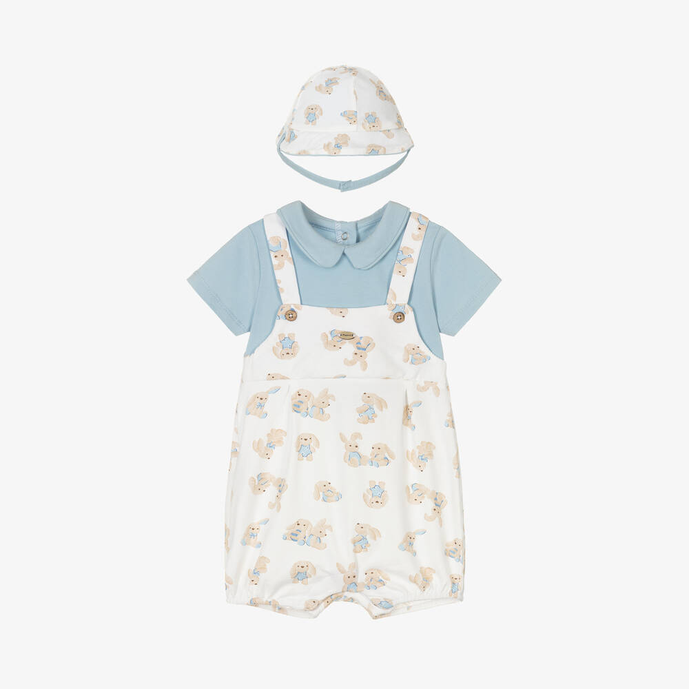 Mayoral - Ivory Bunny Print Cotton Babysuit Set | Childrensalon