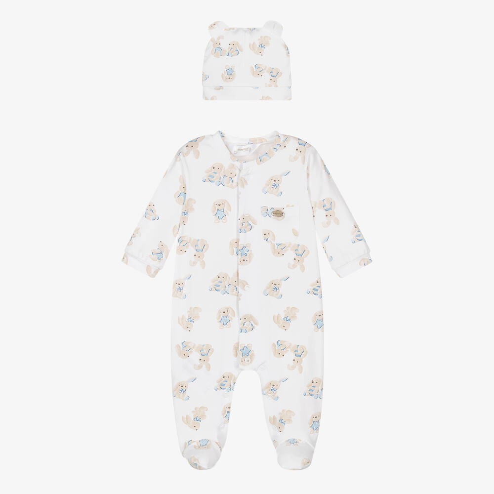 Mayoral - Ivory cotton Bunny Print Babysuit Set | Childrensalon