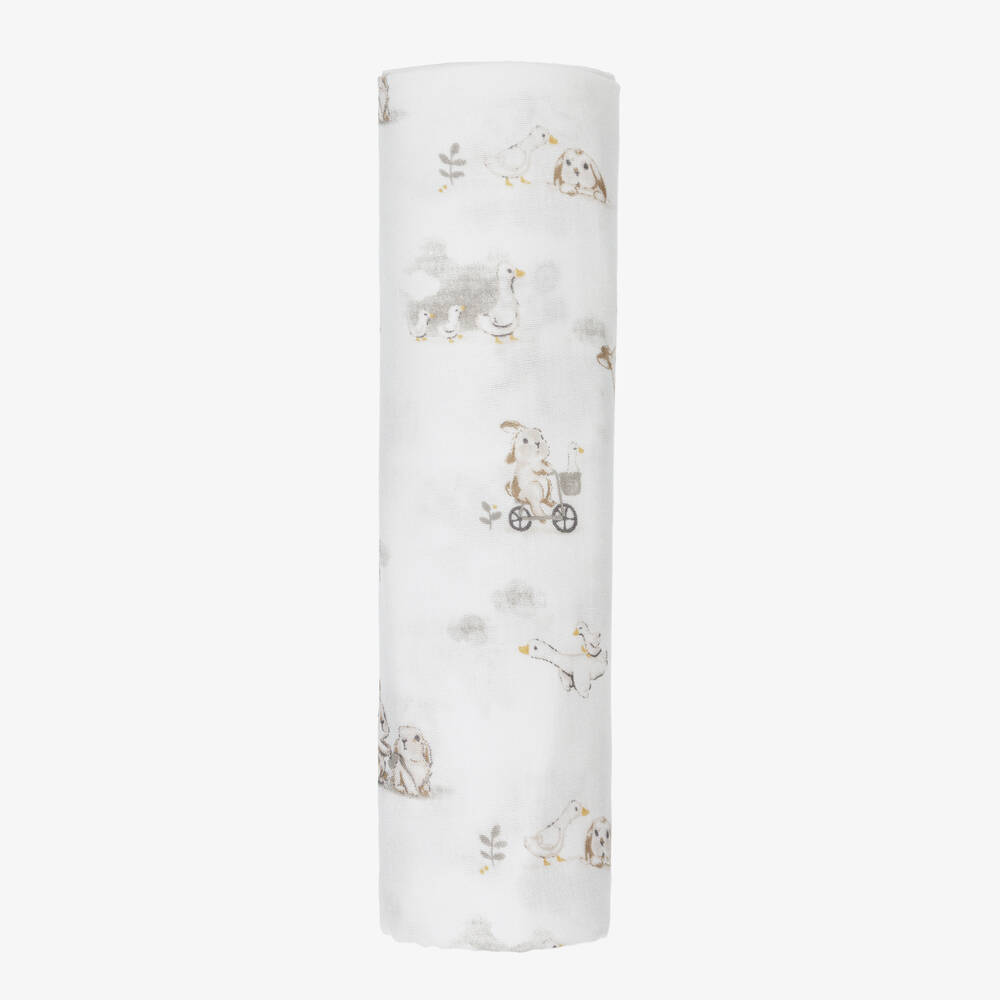 Mayoral Newborn - Ivory Duckling & Bunny Viscose Muslin (113cm) | Childrensalon