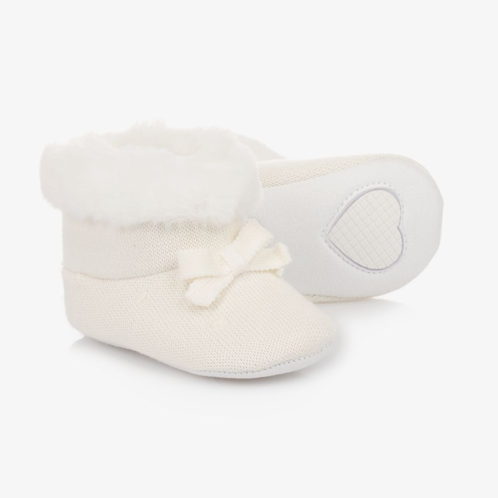 Mayoral Newborn Girls Ivory Knitted Baby Boots