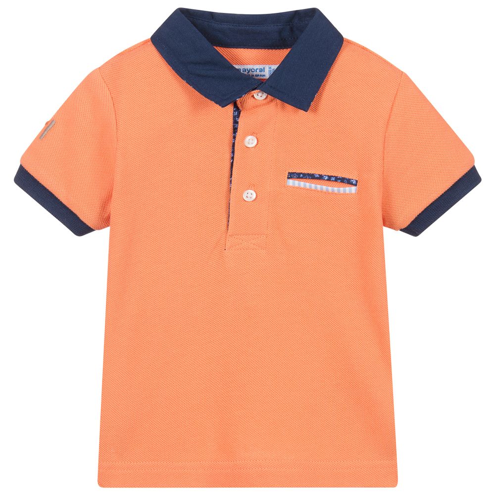orange and blue polo t shirt