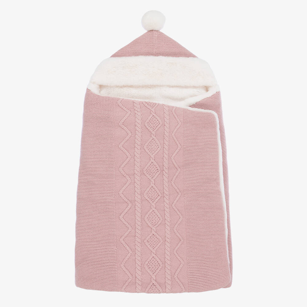 Mayoral Newborn - Pink Cotton Knit Baby Nest (75cm) | Childrensalon