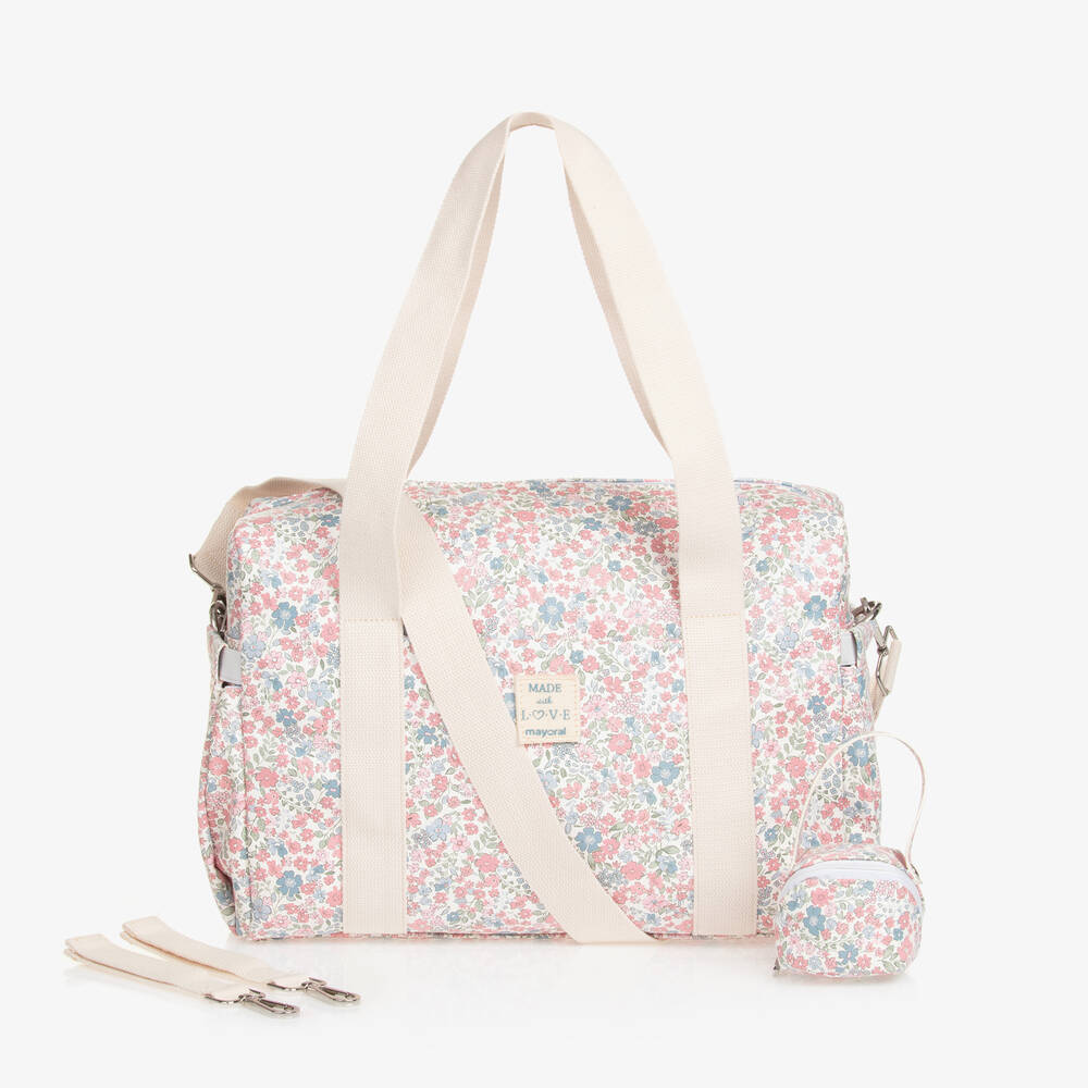 Mayoral Newborn - Pink Floral Changing Bag (40cm) | Childrensalon