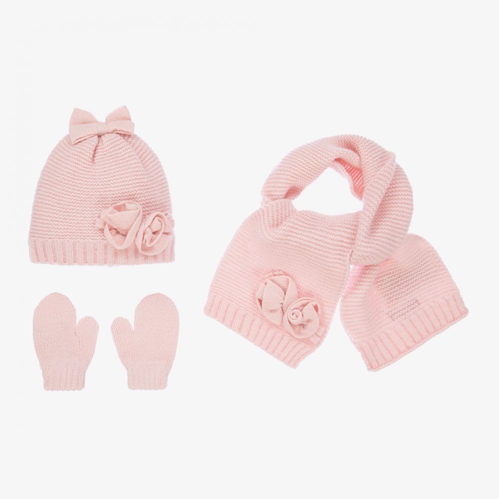 Mayoral Babies' Girls Pink Hat, Scarf, Gloves Set