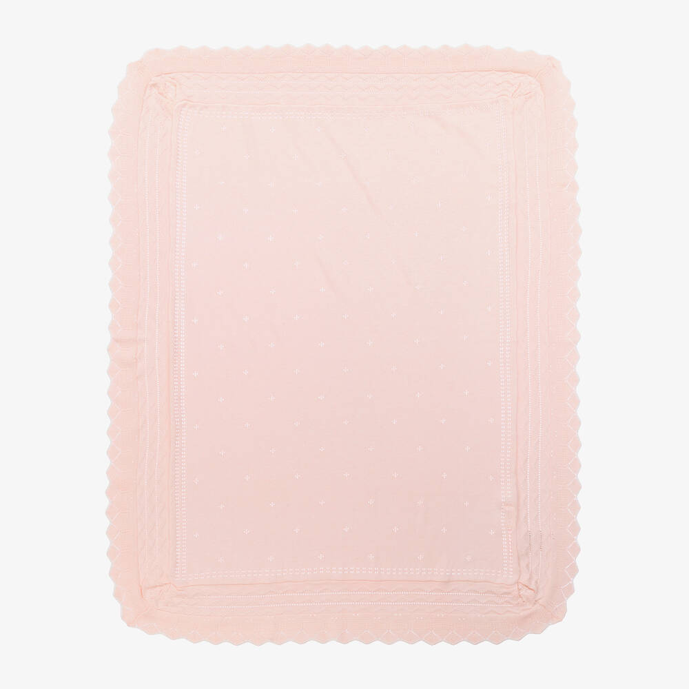 Mayoral - Pink Knitted Cotton Baby Shawl (98cm) | Childrensalon