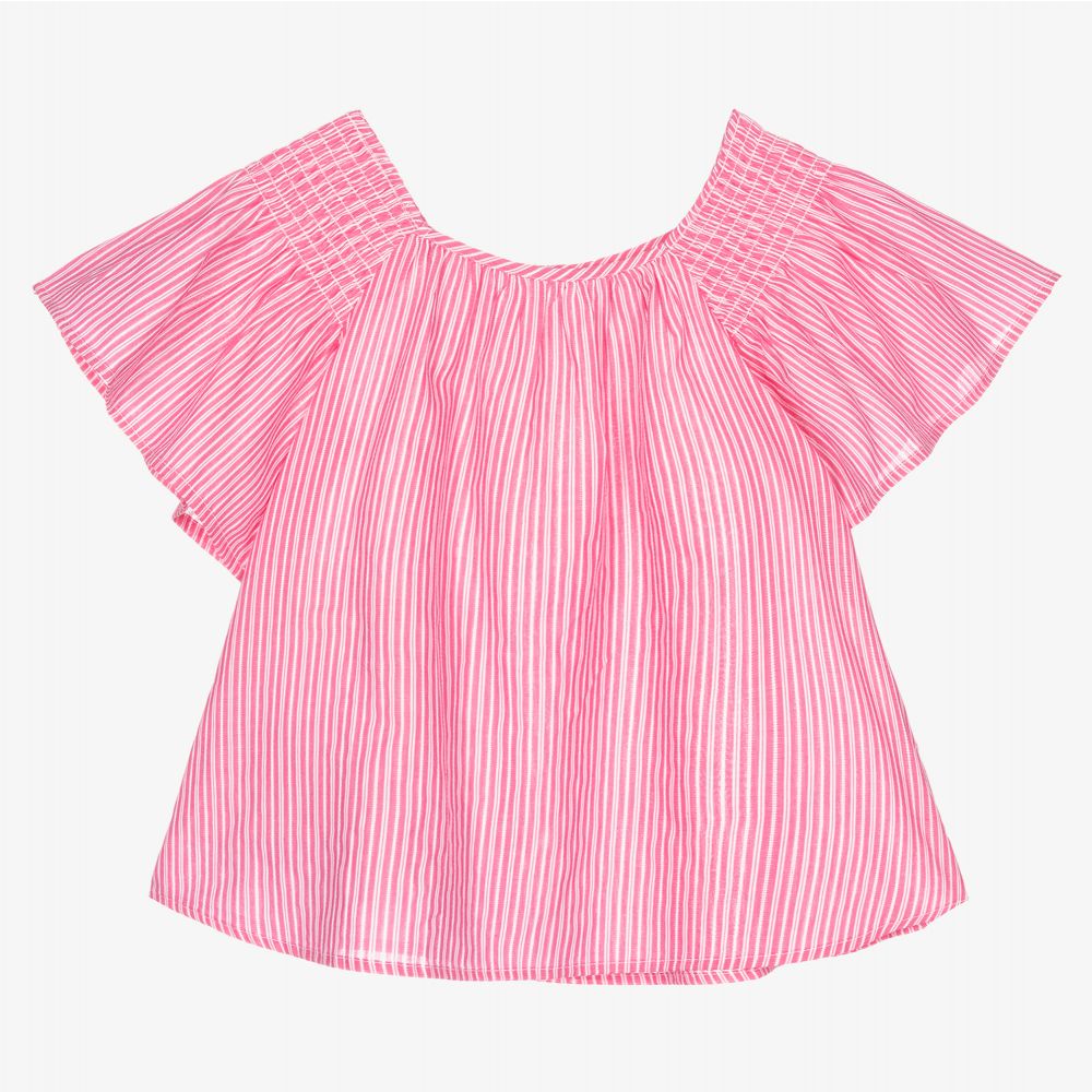 Mayoral - Pink Striped Cotton Blouse | Childrensalon