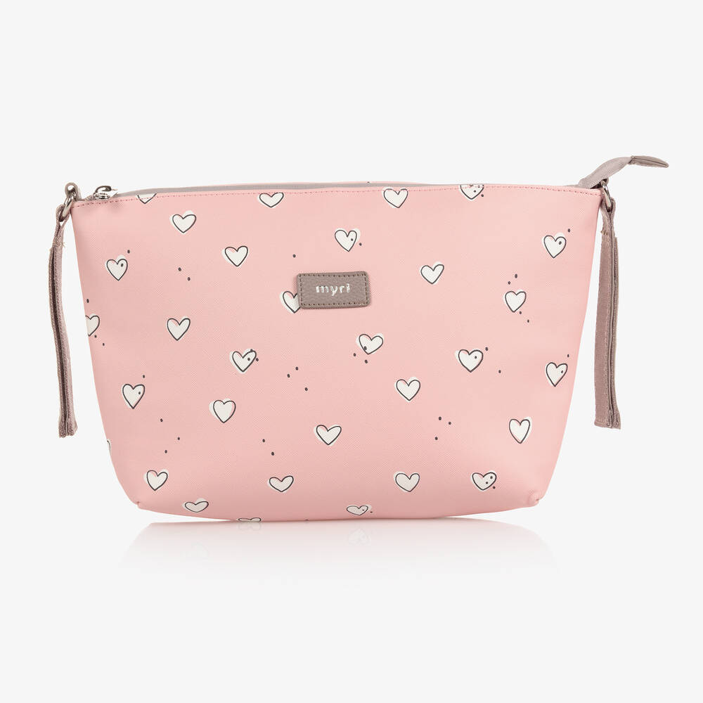Mayoral - Розовая сумка для коляски с белыми сердечками (33см) | Childrensalon
