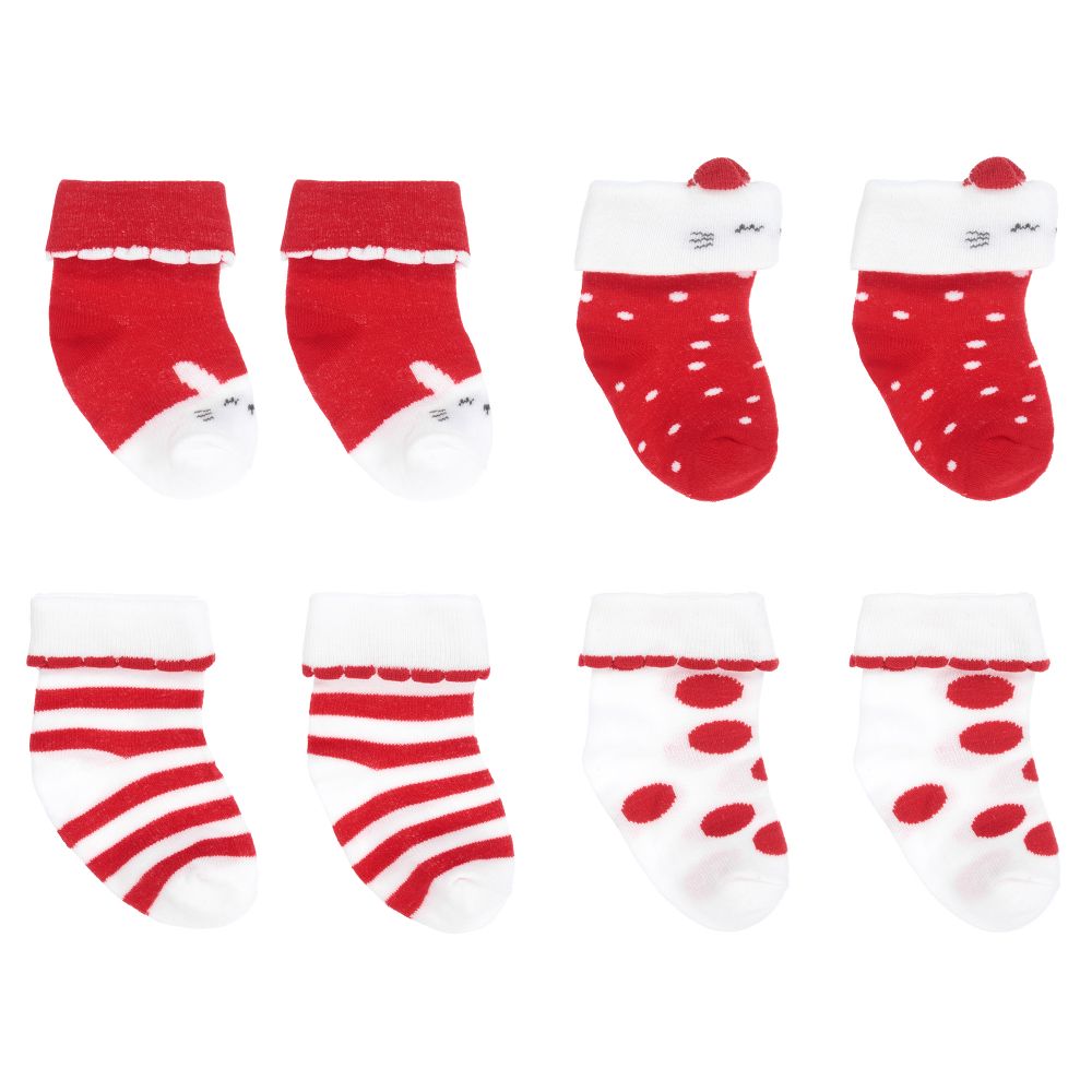 Mayoral Newborn Babies' Red Cotton Socks (4 Pack)