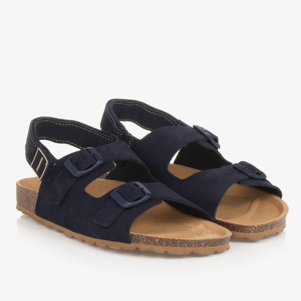 Shop Mayoral Teen Blue Suede Leather Sandals