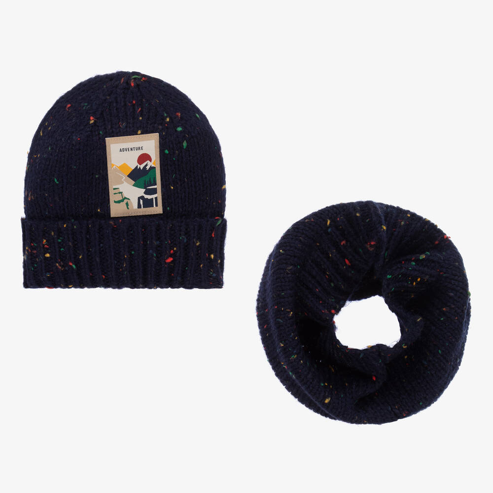 Mayoral Teen Boys Blue Knitted Hat & Snood Set