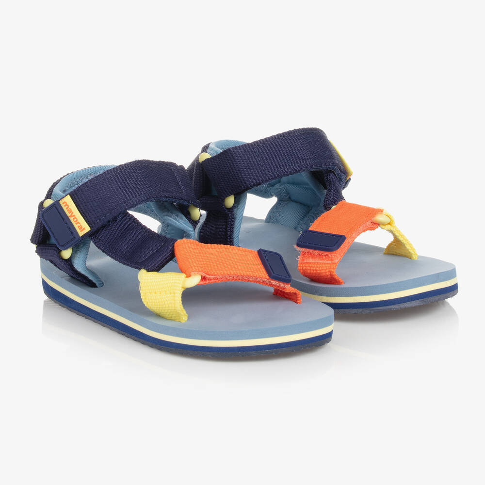 Mayoral - Teen Boys Blue & Orange Strap Sandals | Childrensalon