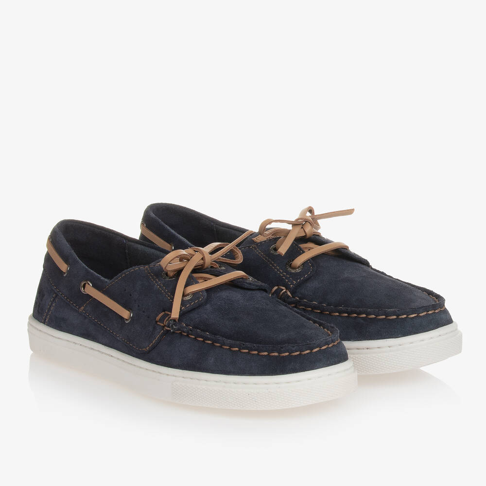Mayoral - Teen Boys Blue Suede Leather Boat Shoes | Childrensalon