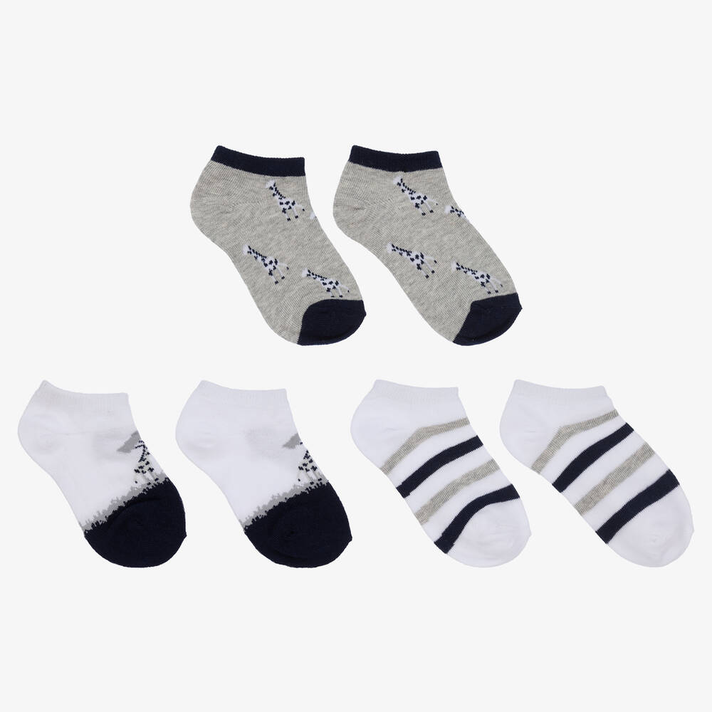 Mayoral - Teen Boys White & Grey Socks (3 Pack) | Childrensalon
