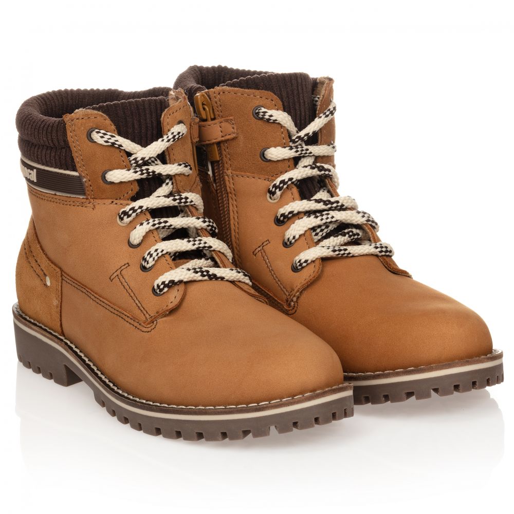 Mayoral Boys Teen Brown Lace-up Boots In Metallic