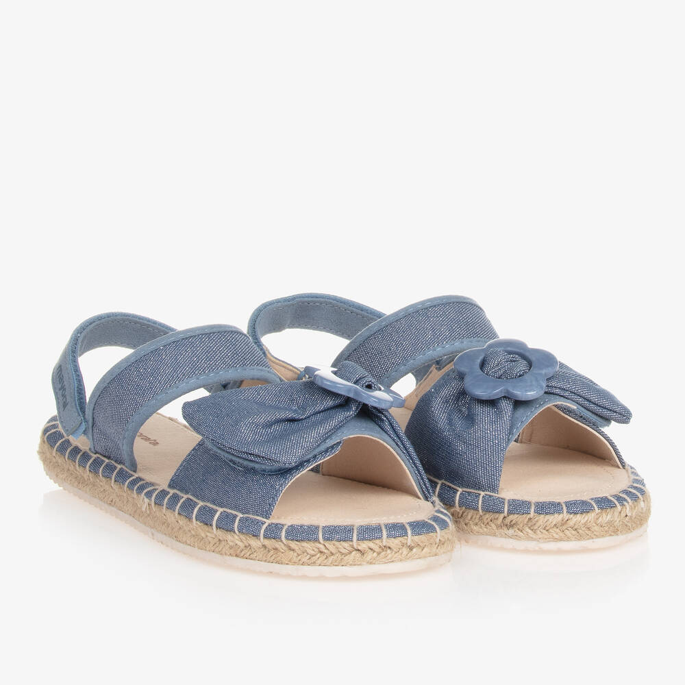 Mayoral - Teen Girls Blue Canvas Velcro Sandals | Childrensalon