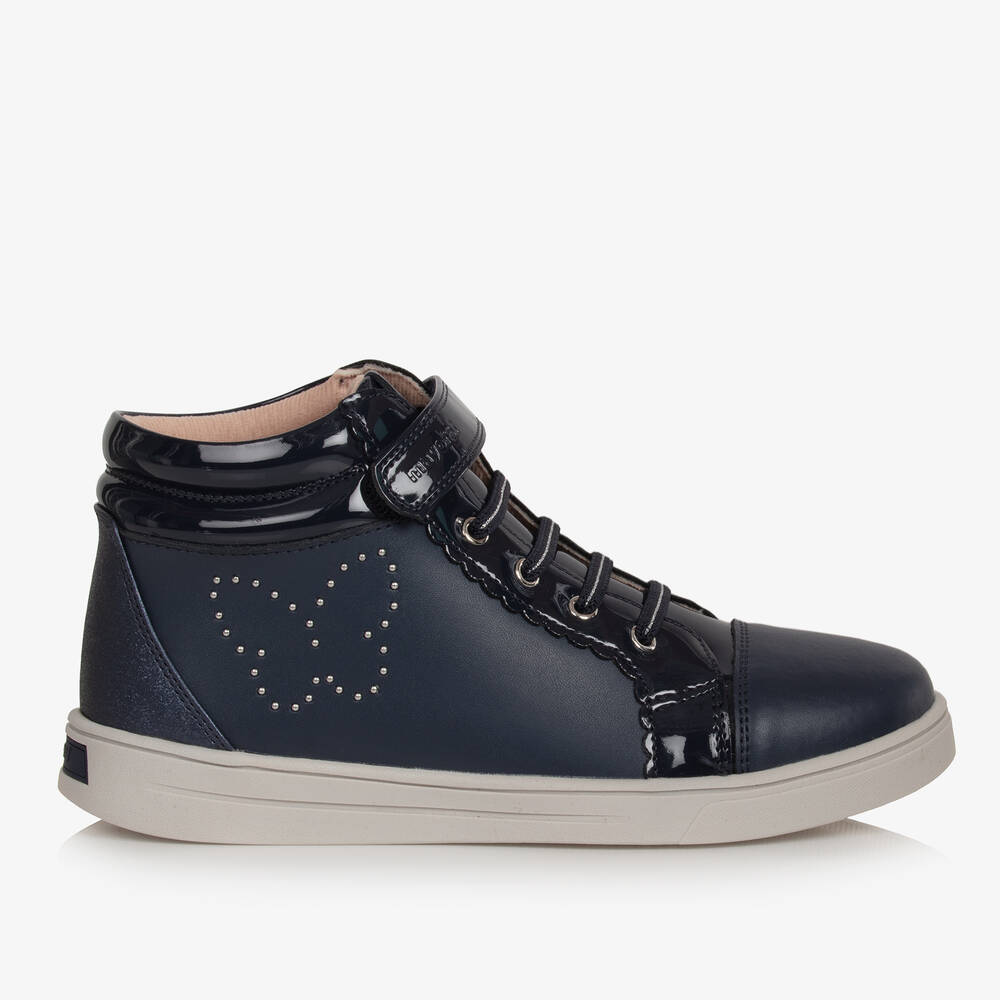 Mayoral Teen Girls Blue Leather High-top Trainers