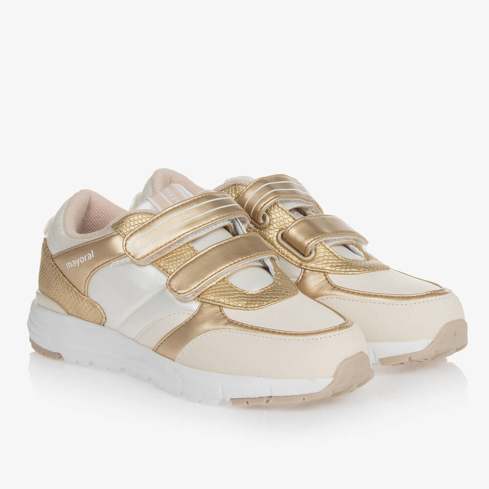 Mayoral - Teen Girls Gold Faux Leather Trainers | Childrensalon