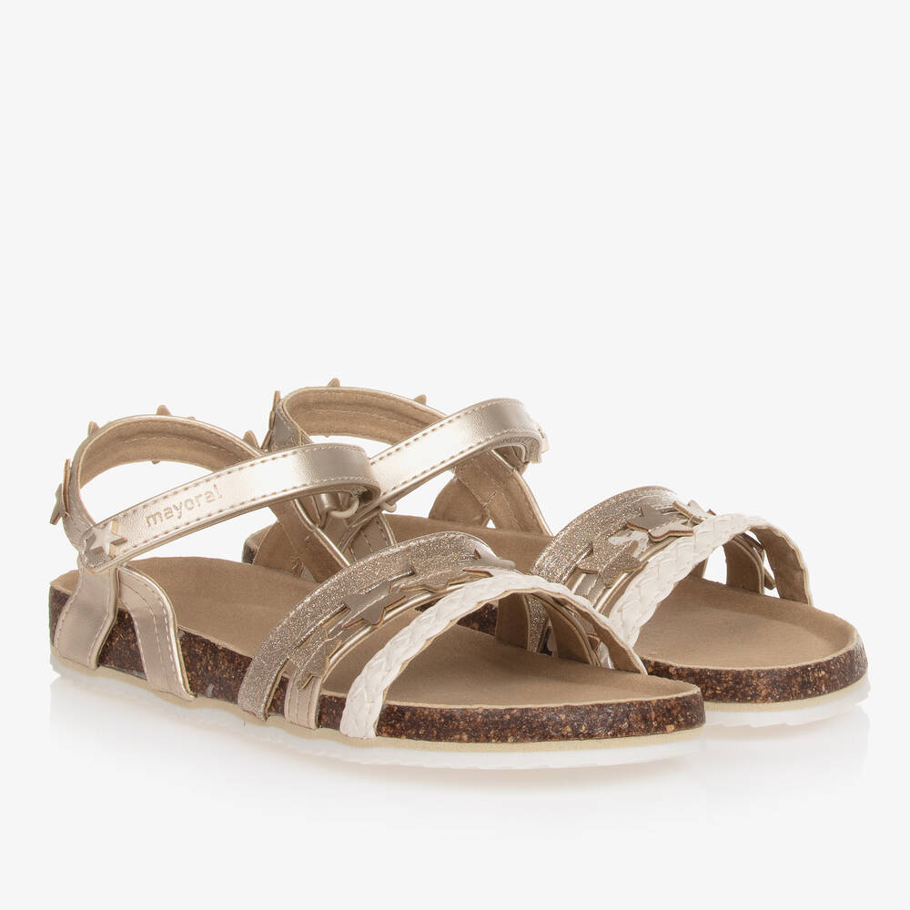Mayoral - Teen Girls Gold Star Faux Leather Sandals | Childrensalon