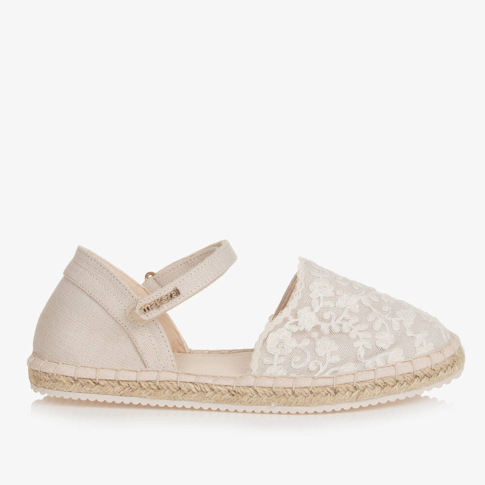 Mayoral Teen Girls Ivory Lace Espadrille Sandals