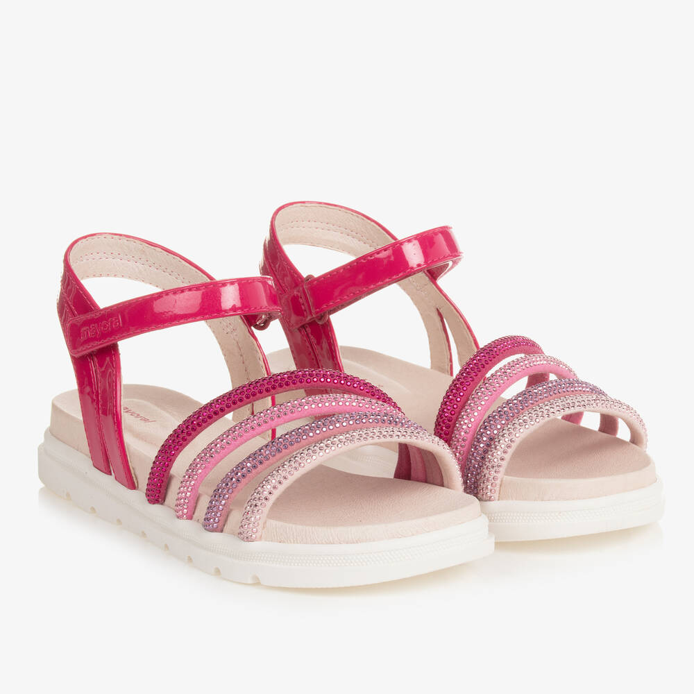 Shop Mayoral Teen Girls Pink Studded Strap Sandals