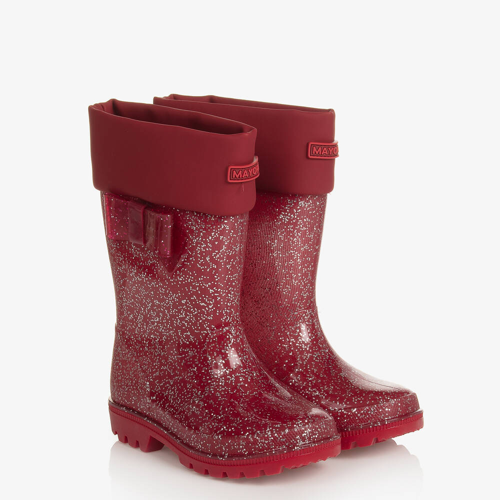 Mayoral - Teen Girls Red Glitter Rain Boots | Childrensalon