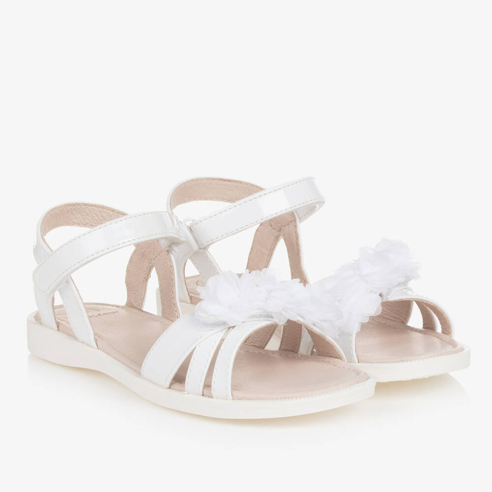 Mayoral Teen Girls White Patent Velcro Sandals