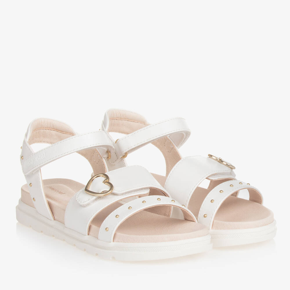 Shop Mayoral Teen Girls White Studded Sandals