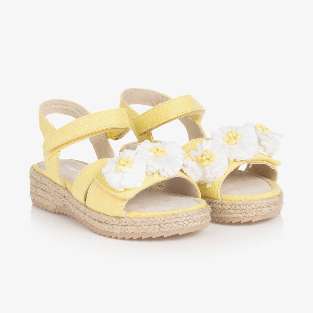 Mayoral - Teen Girls Yellow Linen Platform Sandals | Childrensalon