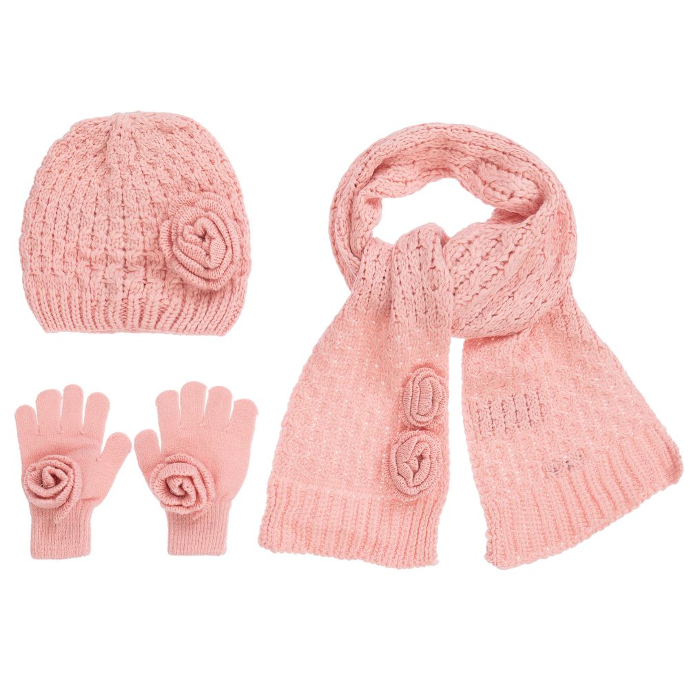 Mayoral Girls Teen Pink Knitted Hat Set