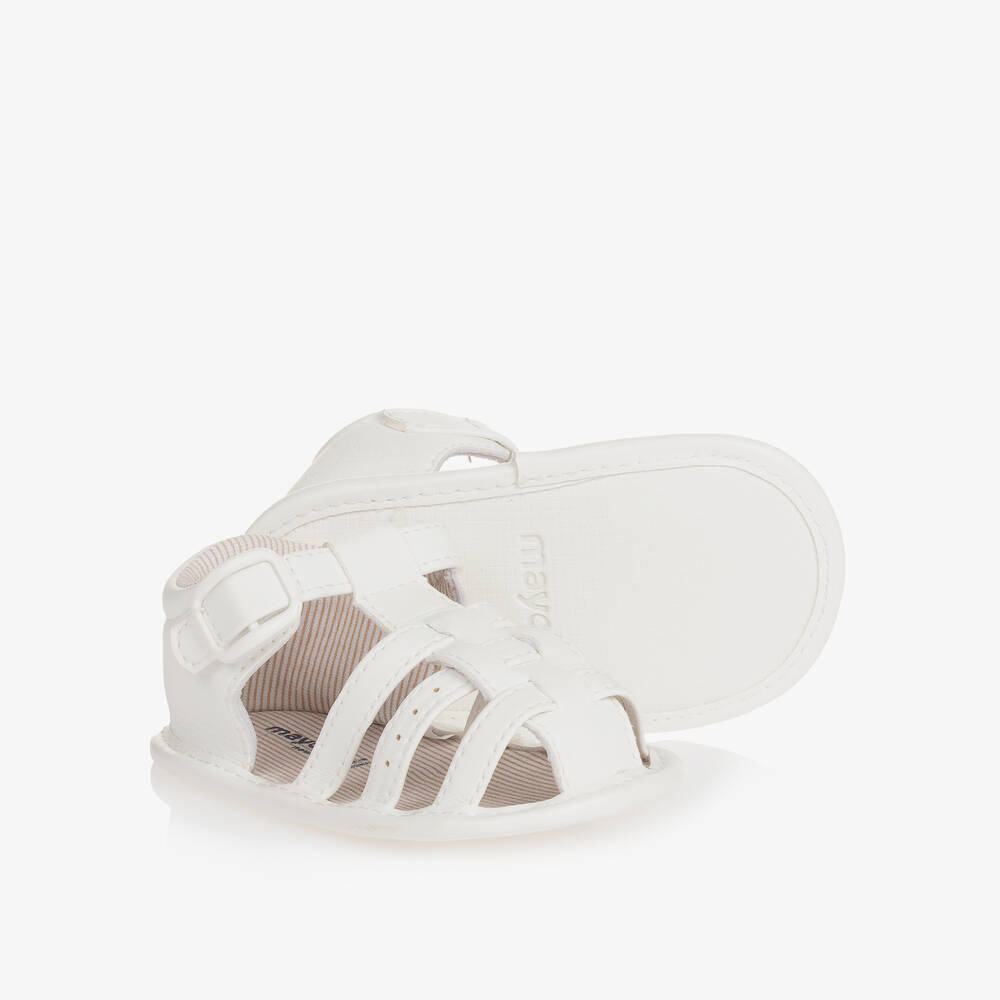 Mayoral Newborn - White Faux Leather Pre-Walker Sandals | Childrensalon