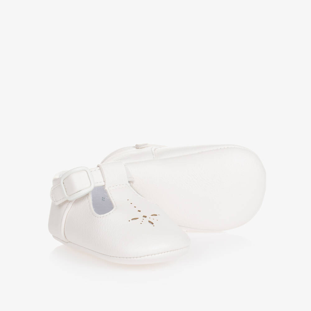 Mayoral Newborn - White T-Bar Baby Pre-Walker Shoes | Childrensalon