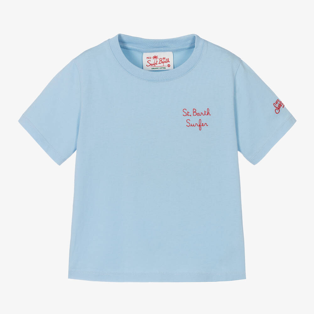 Shop Mc2 Saint Barth Boys Blue Organic Cotton Disney T-shirt