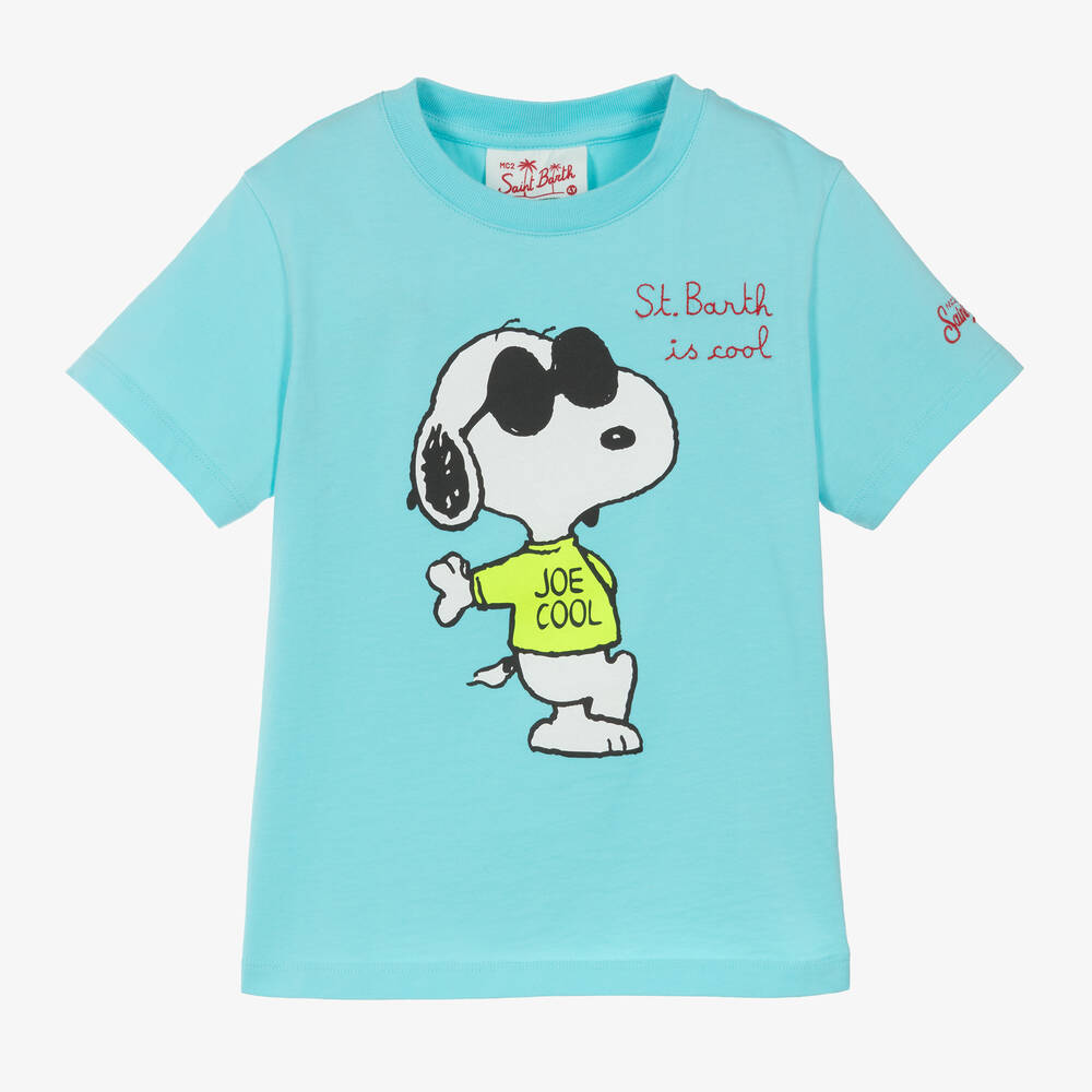 Shop Mc2 Saint Barth Boys Blue Organic Cotton Peanuts T-shirt