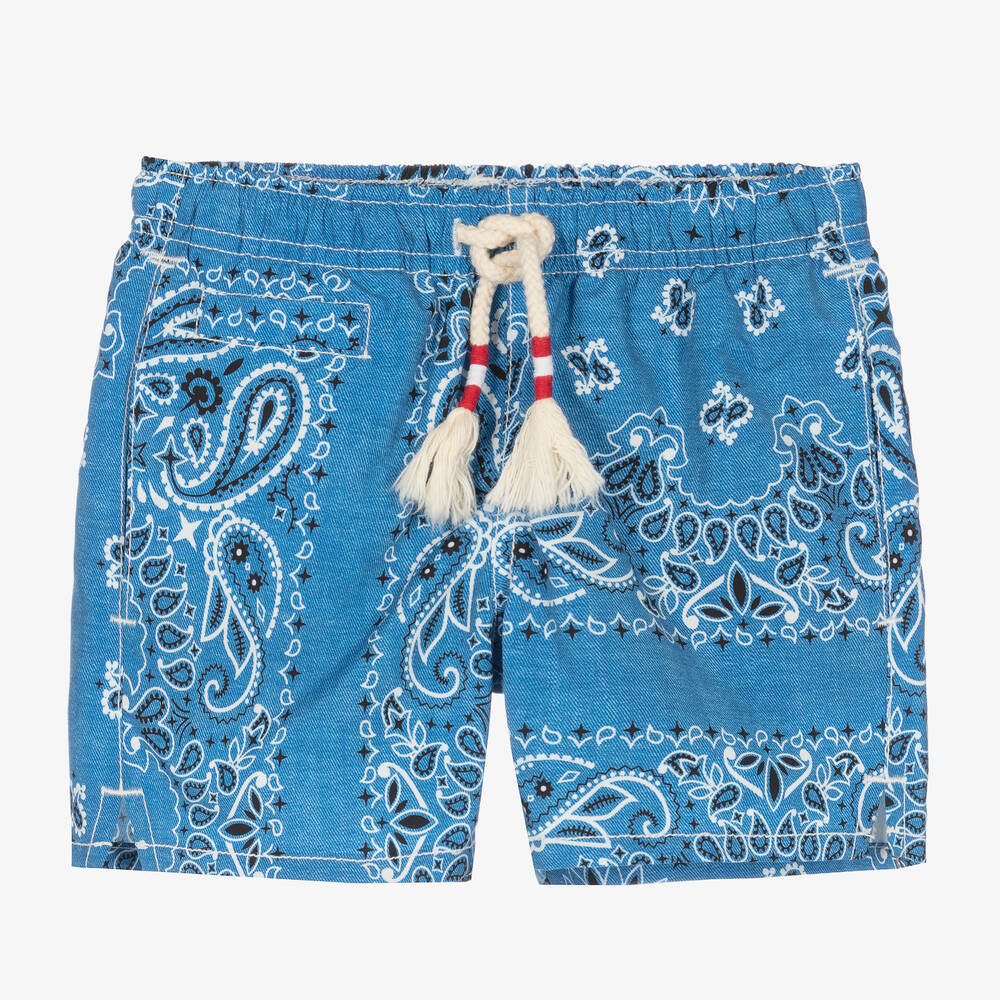 MC2 Saint Barth - Голубые плавки-шорты с принтом пейсли | Childrensalon