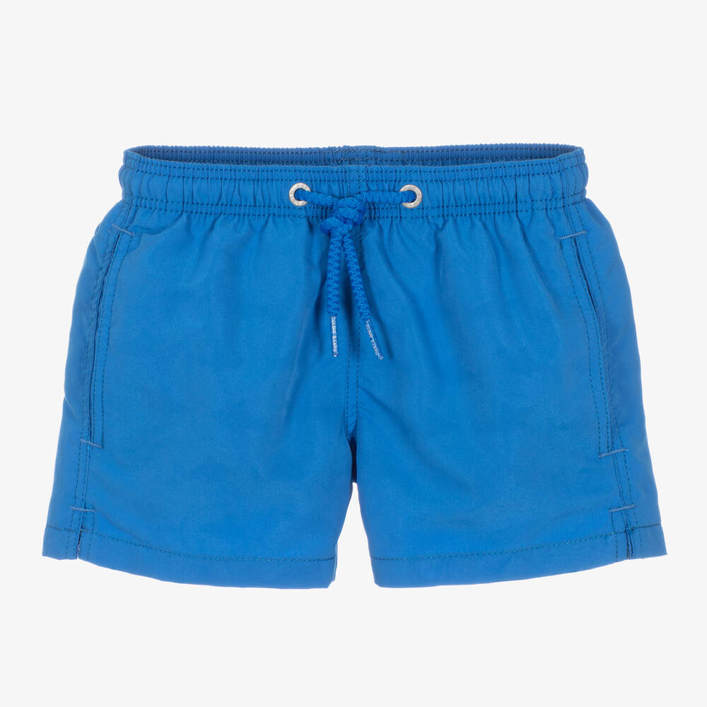 Shop Mc2 Saint Barth Boys Blue Print-reveal Swim Shorts