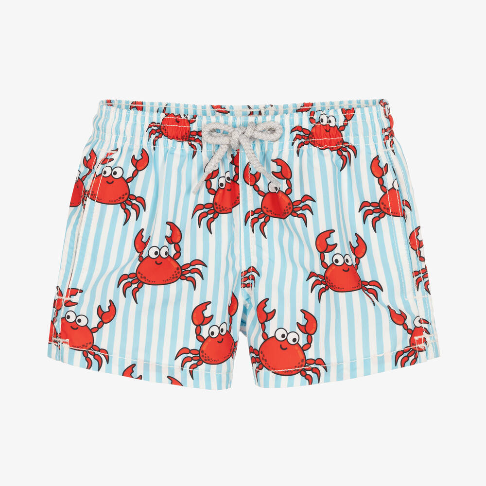 MC2 Saint Barth - Boys Blue & Red Crab Swim Shorts | Childrensalon