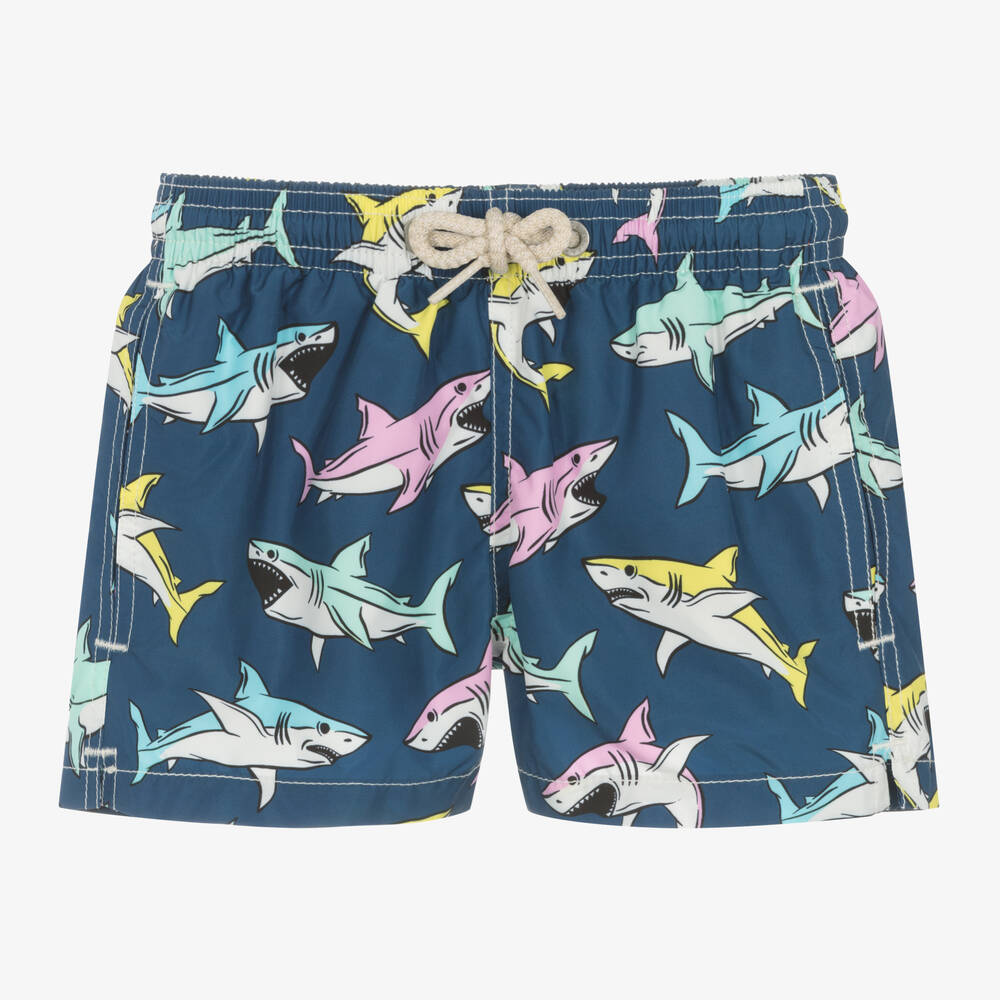 MC2 Saint Barth - Boys Blue Shark Swim Shorts | Childrensalon