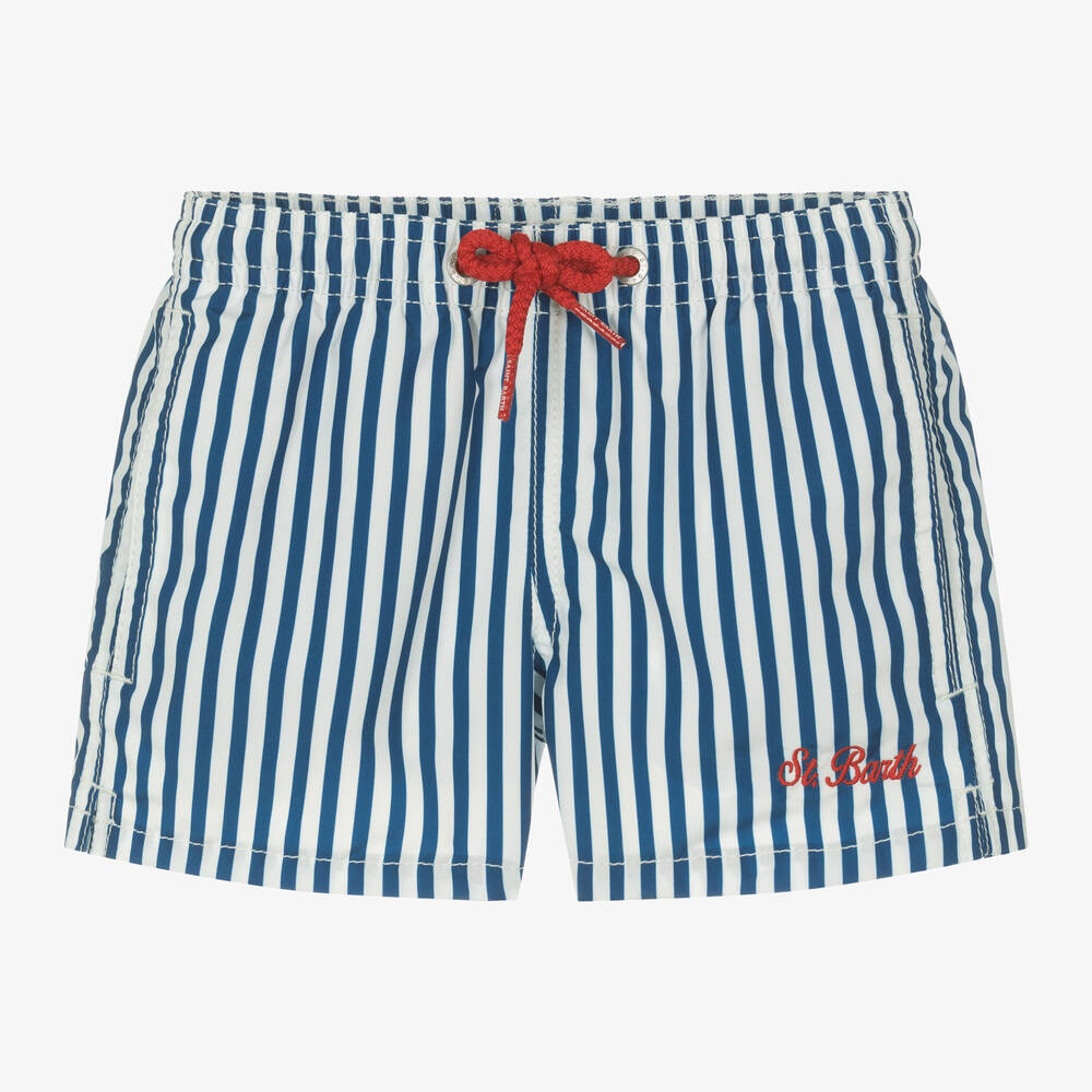 MC2 Saint Barth - Boys Blue Stripe Swim Shorts | Childrensalon