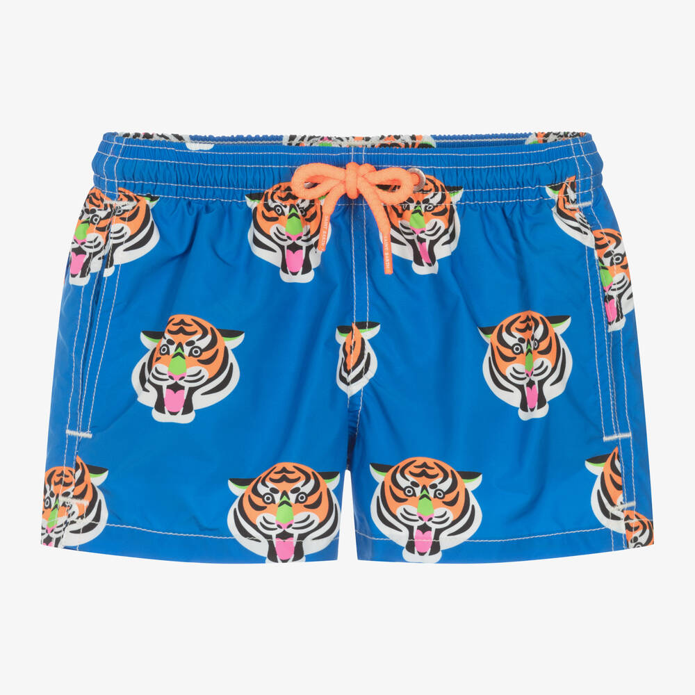 MC2 Saint Barth - Boys Blue Tiger Swim Shorts | Childrensalon
