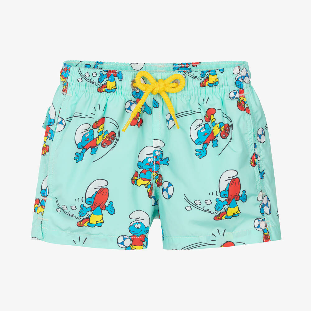 Shop Mc2 Saint Barth Boys Green Smurf Swim Shorts