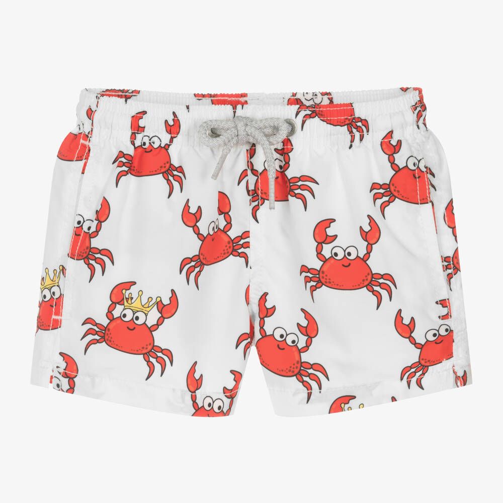MC2 Saint Barth - Boys White Crab Swim Shorts | Childrensalon