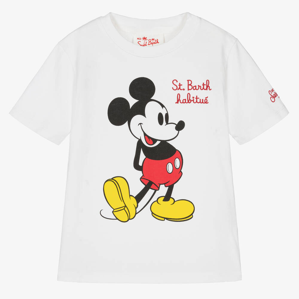 MC2 Saint Barth - Boys White Disney Mickey Mouse T-Shirt | Childrensalon