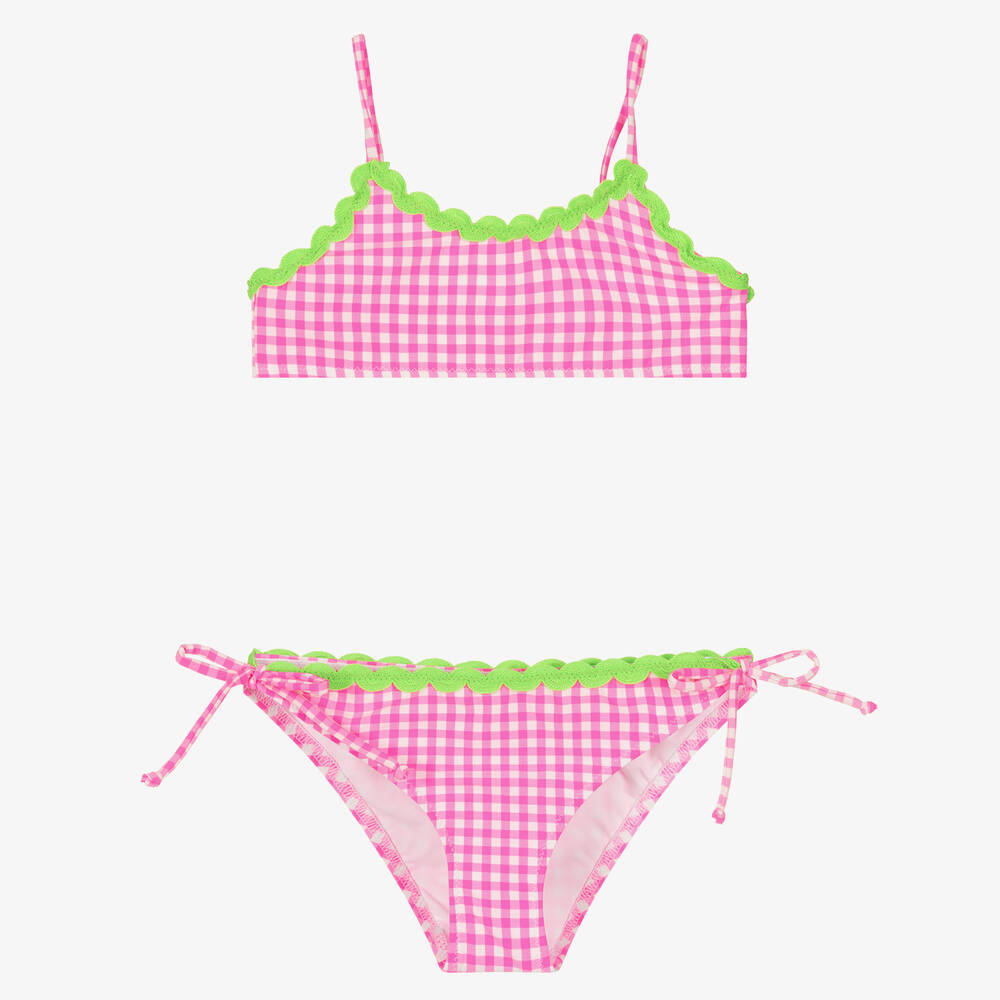 MC2 Saint Barth - Girls Pink & White Gingham Bikini | Childrensalon