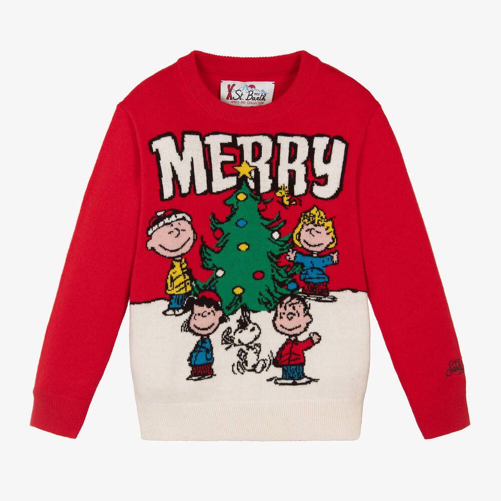 MC2 Saint Barth - Red Christmas Wool & Cashmere Peanuts© Jumper | Childrensalon