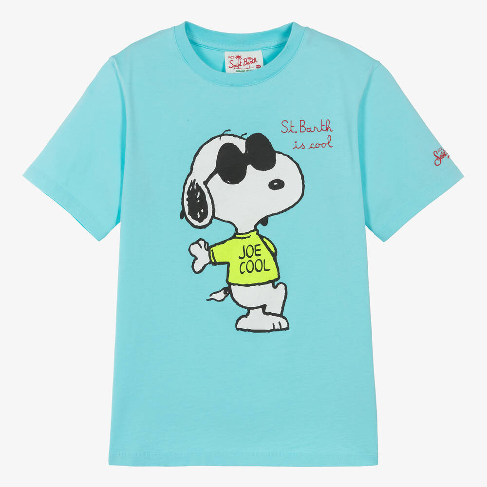 Shop Mc2 Saint Barth Teen Boys Blue Cotton Peanuts T-shirt
