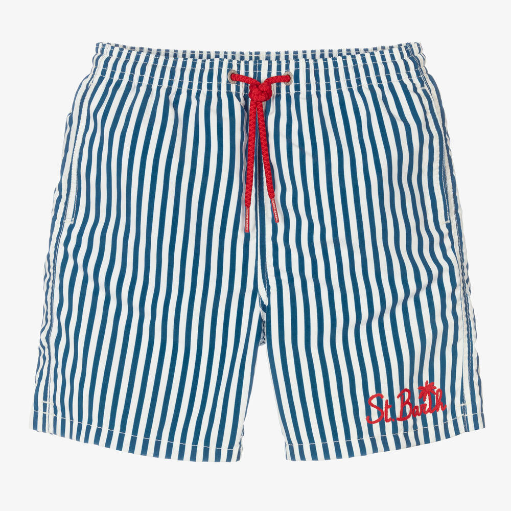 MC2 Saint Barth - Teen Boys Blue Striped Swim Shorts | Childrensalon